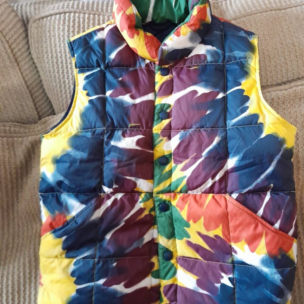 Lands' End Kids Tie Dye Down Vest size 7-8